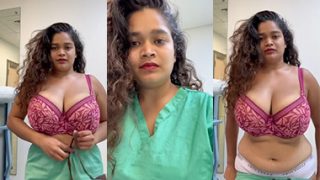 Sexy Indian Tanker Nurse Strip Teasing Big Boobs Pressing